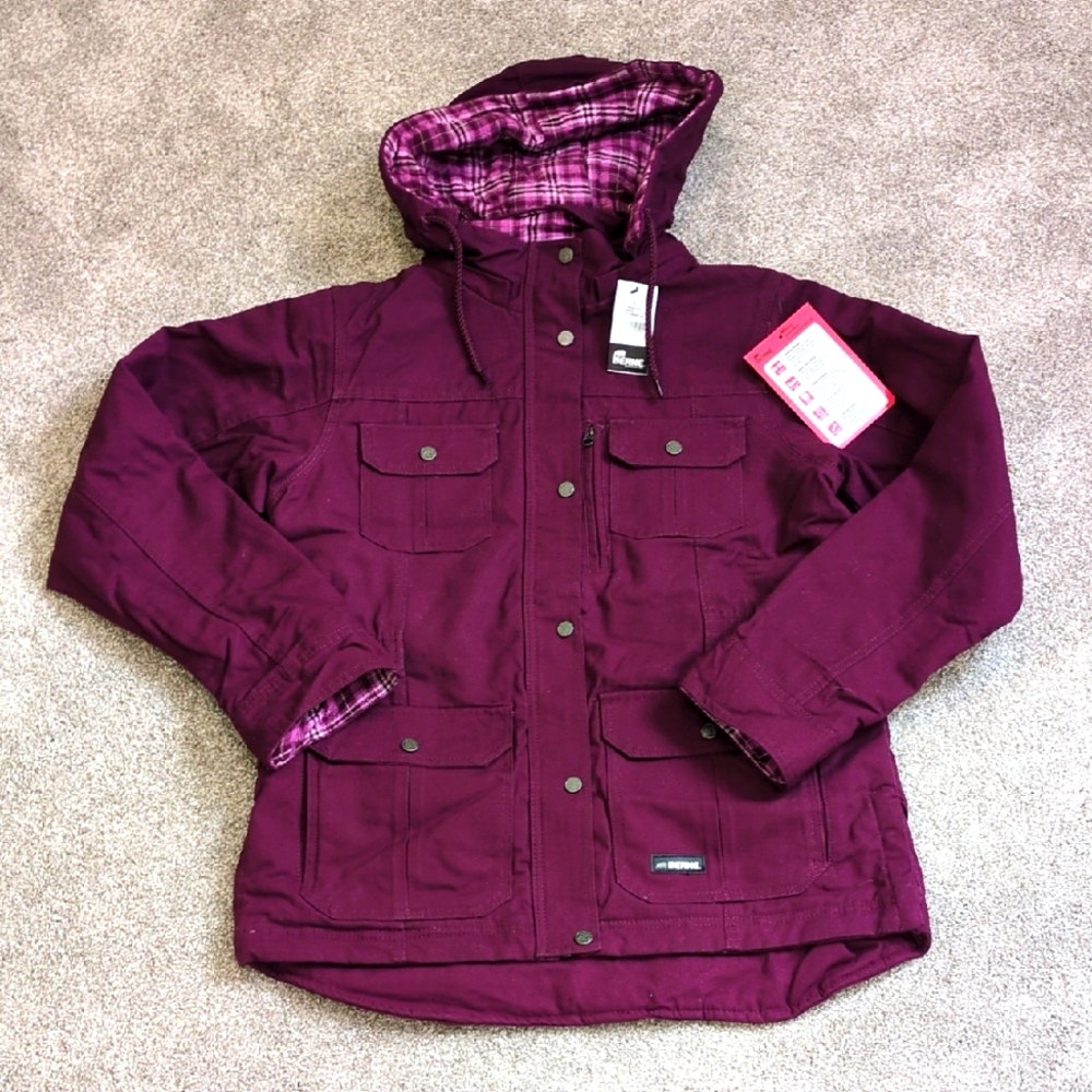 NWT Berne Women's Jacket Regular Large (12-14) Plum with inner flannel